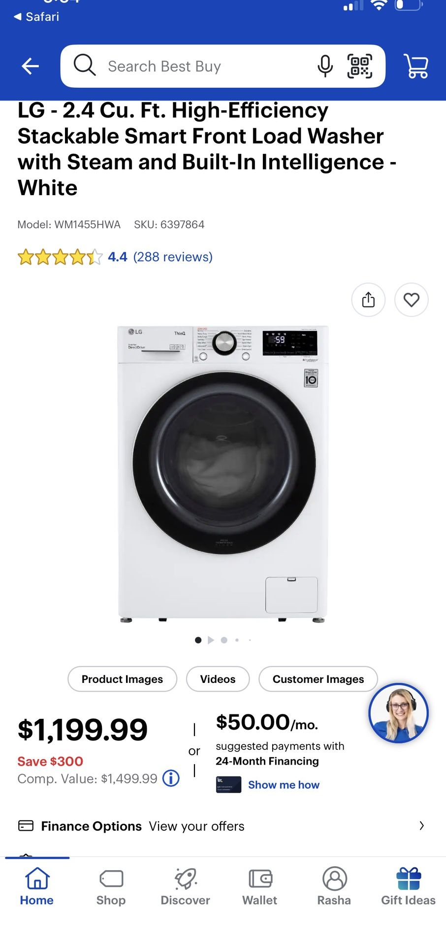 LG 2.4cu.ft Front Load Washer/Dryer Combo