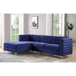 Brand New Navy Blue Velvet Sectional