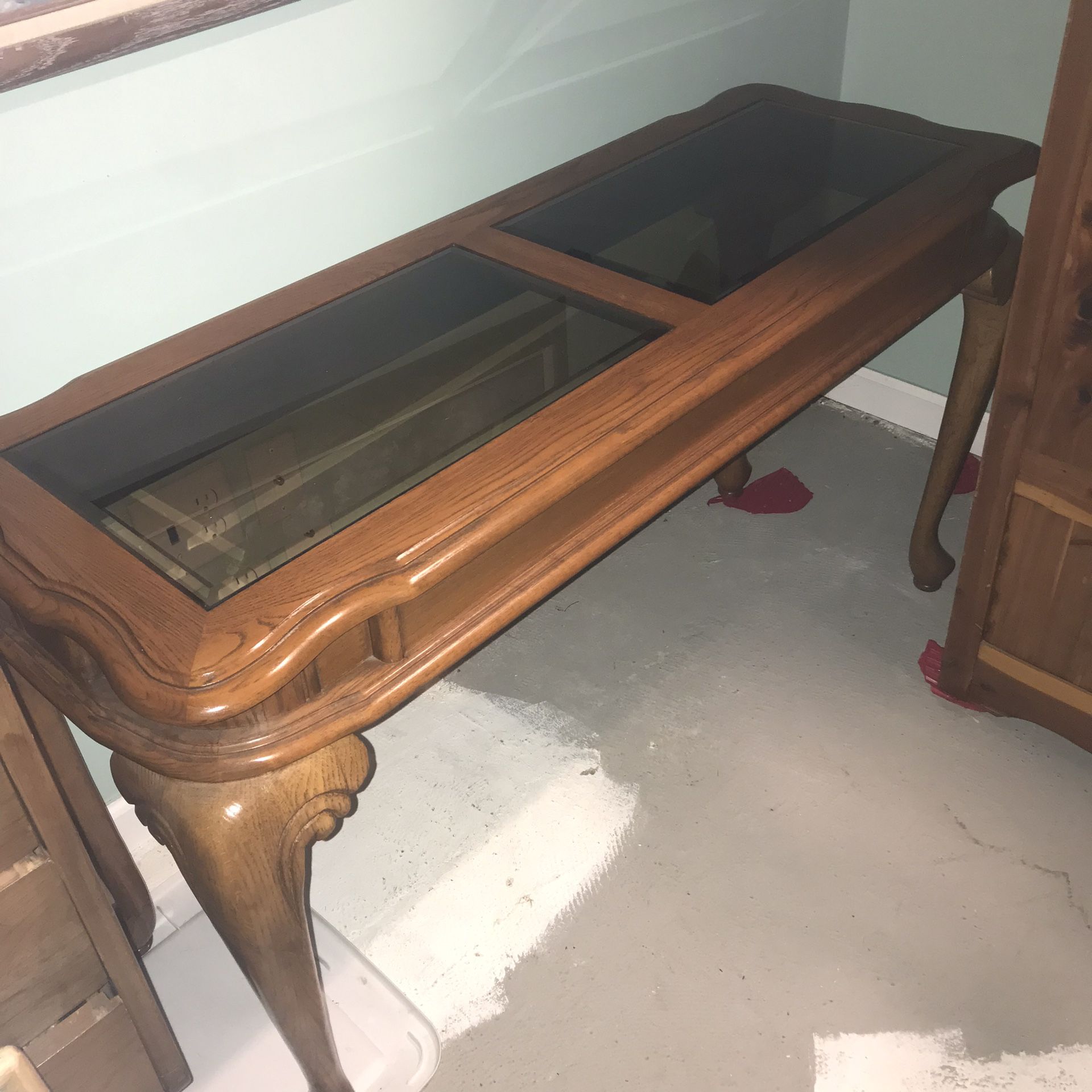 Sofa Table/Entryway Table Wood w/ Glass On Top