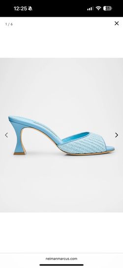 Manolo Blahnik Raffia Jadara Slide Sandals