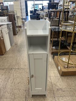 VASAGLE Small Storage Corner Floor Cabinet w/ Door - Cloud White