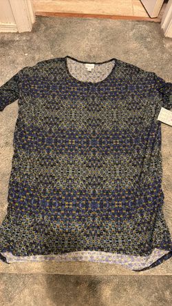 LuLaRoe Irma blue floral silky shirt