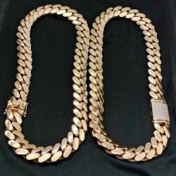 20mm Miami Cuban Link Gold Plated Chain Necklace 18k & 14k Diamond Iced Out Lock  