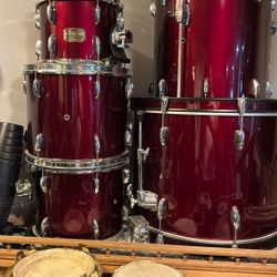 Pear Drum Set With Hi Hat and A Symbol