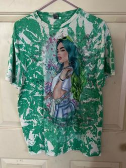 Gildan Karol G Teal Hair Splat Tie Dye Shirt Size L