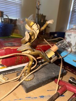 Vintage Gold Jester Figurine Lamp Art Deco