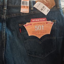 501 Stretch Levi's Stright Leg Button Fly 42/30