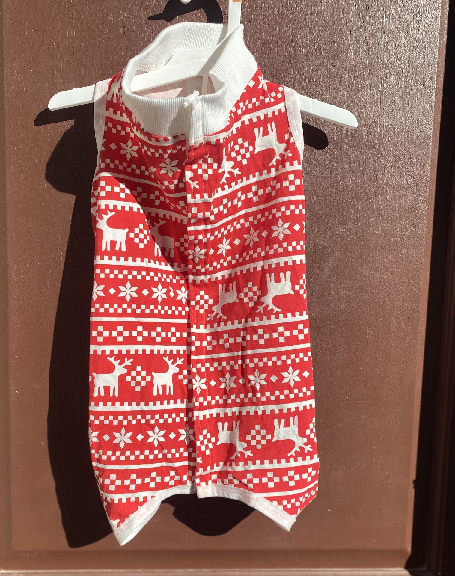 Christmas Red And White Lianzimau Dog Surgical Recovery Suit Onesie L.