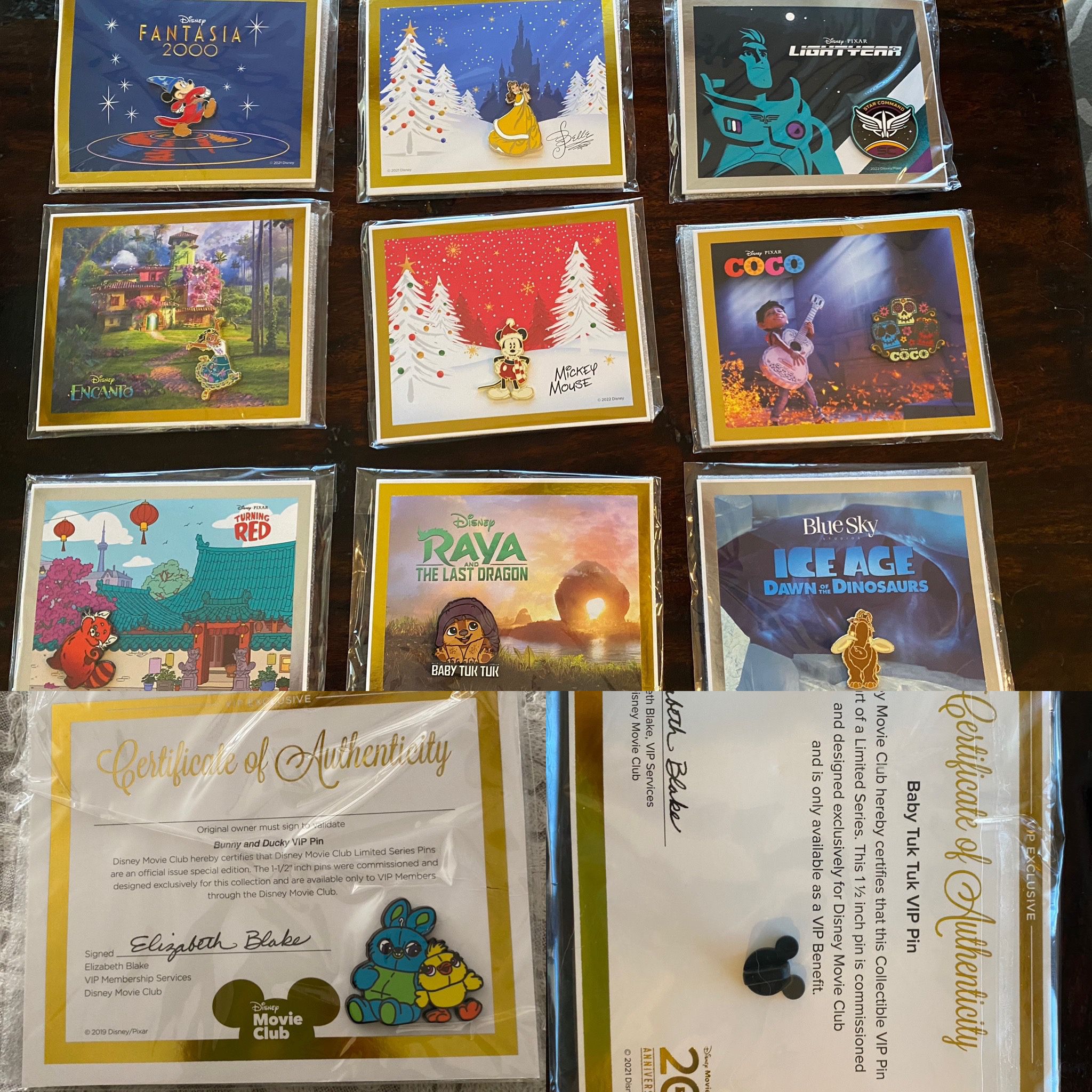 10 Disney Movie Club Exclusive Trading Pins With Certificates Of Authenticity