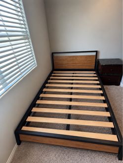 Full Size Bed with Wooden Headboard