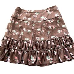 Marc Jacobs Brown Silk Floral Mini Skirt 