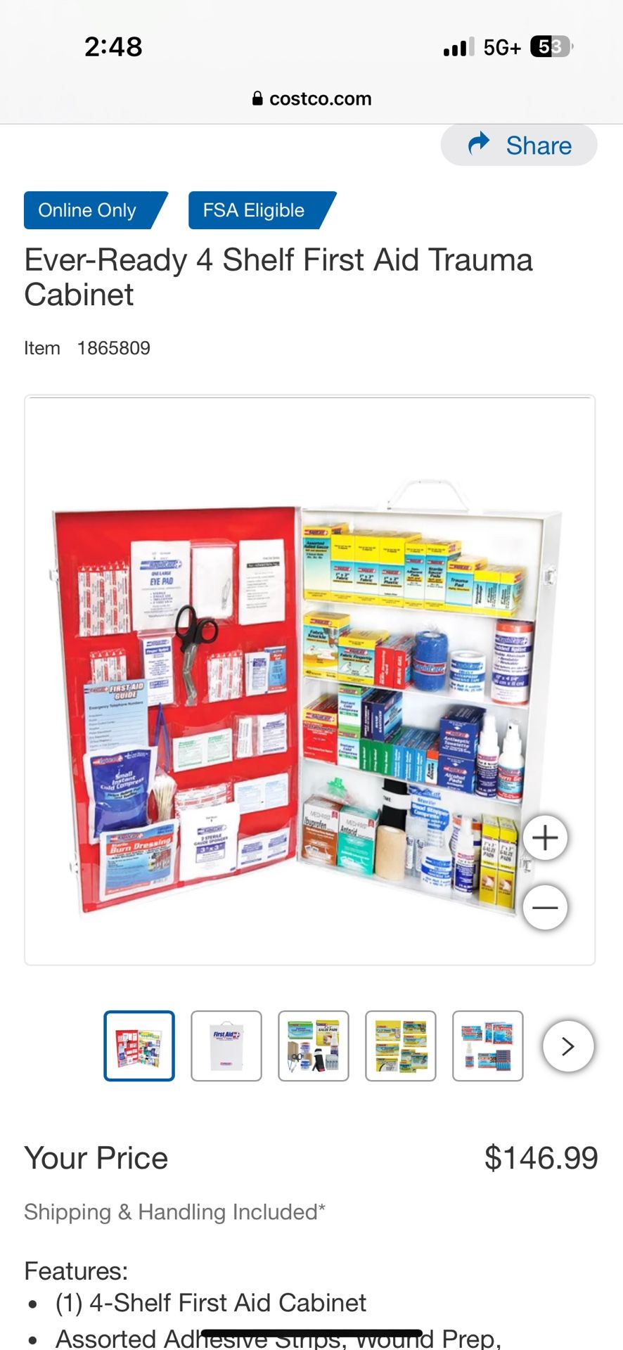 Ever Ready 4 Shelf First Aid Trauma Cabinet