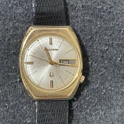 Accutron Vintage 14kt Solid Gold Watch Working 