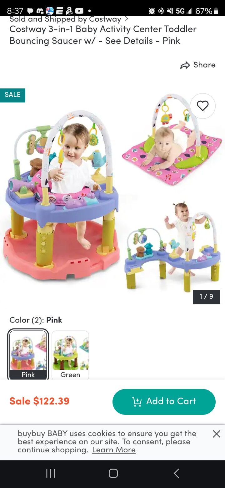 Costway Infant Play Saucer Jumper Saucer Baby Baby Toy Costway