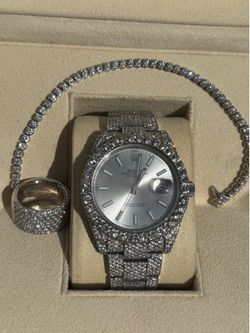 Datejust Rolex, Tennis Bracelet, and Diamond Ring