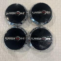 Black/Chrome Vision Center Wheel Caps