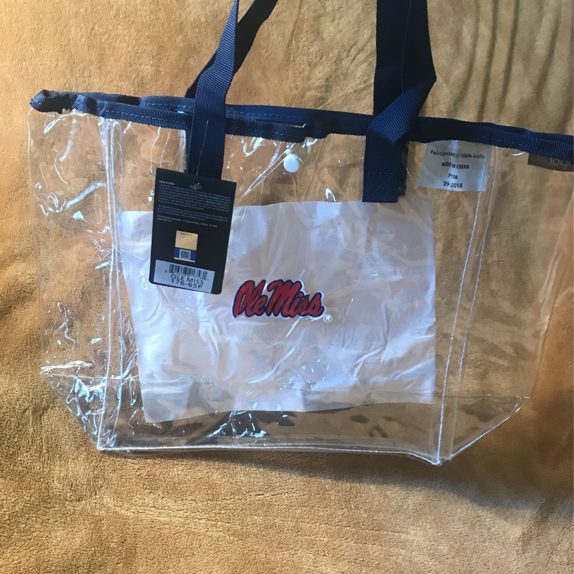 Ole Miss. Clear Stadium Tote Bag 12” X 12” X6”