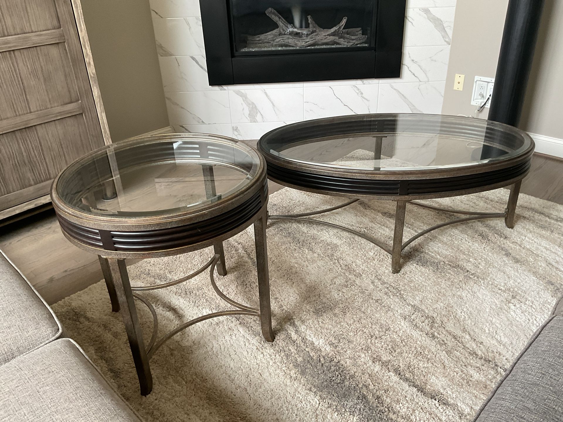 Glass End And Coffee Table 