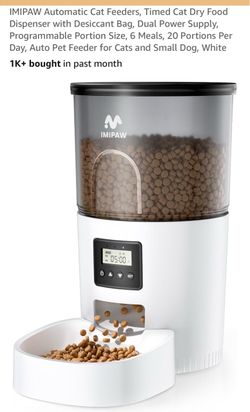IMIPAW Automatic Timed Pet Food Dispenser, White
