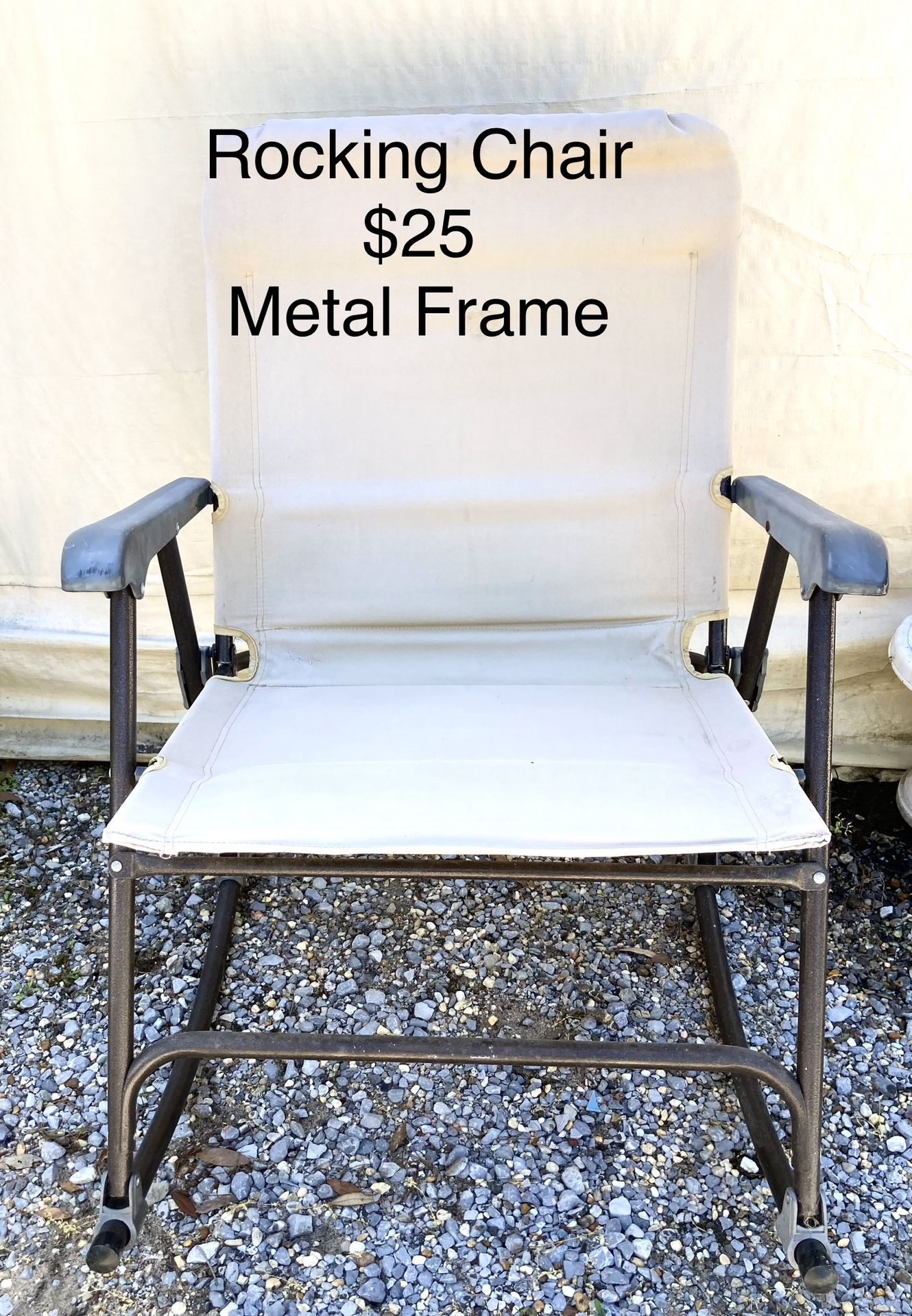 Rocking CHAIR foldable, canvas and metal, oversized