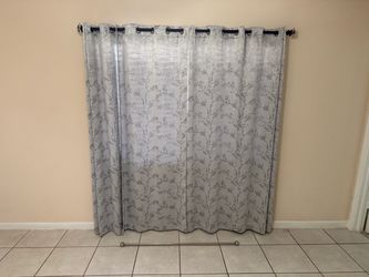 Sheer Curtain Panels with Floral Branch Print