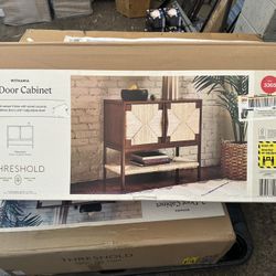 Withania 2 Door Cabinet - Threshold™: Vintage Woven Accent, Wood Composite, Anti-Tip