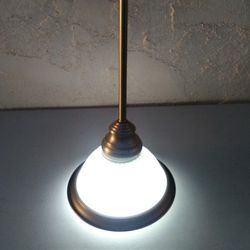 Hanging Pendant Light (Hard-Wired) with 6.5” Frosted Glass Shade (7.5” Trim), Adjustable Hanging Length up to 37” Max. Height,Three 9.5” Rods Included