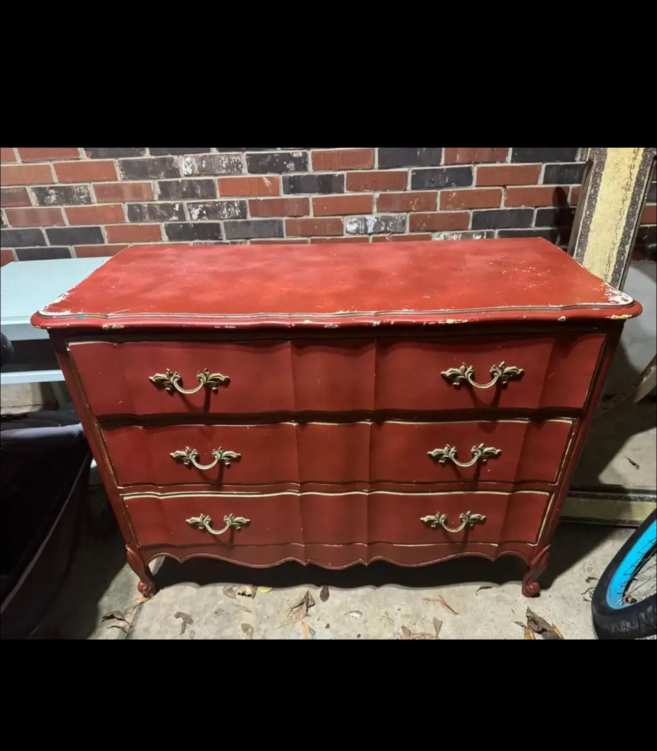 vintage red dresser