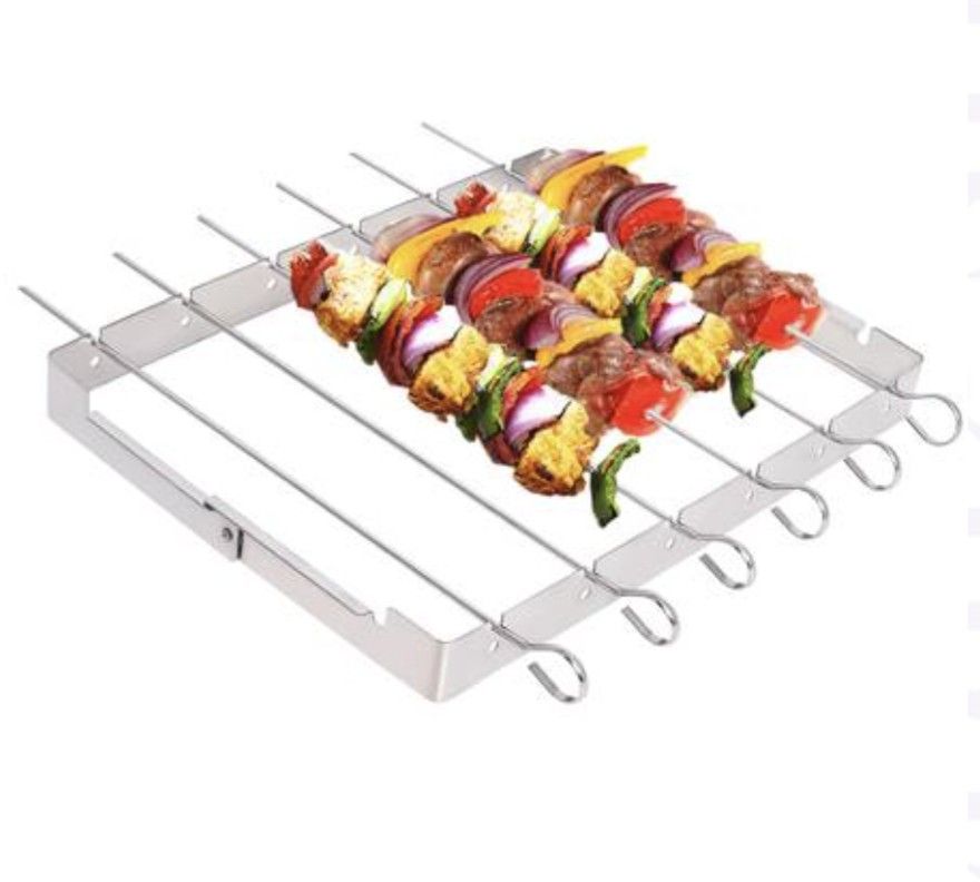 Solaire Six Skewer BBQ Kabob Rack 304 316 Grill BBQ Camping Fire pit Stainless Steel Marine Grade Weber Kingsford Char Master