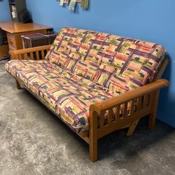 Solid Oak Futon (Mattress & Cover included)