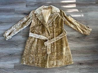 Crushed Velvet Belted Coat