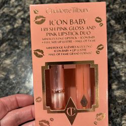 NEW CHARLOTTE TILBURY ICON BABY FRESH PINK GLOSS AND PINK LIPSTICK DUO GIFT SET $15!
