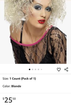 Smiffy's Women's 80's Wild Child Wig Blonde Short Curly with Bow