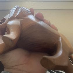 Vintage Hand Carved Wood Wooden Lion African