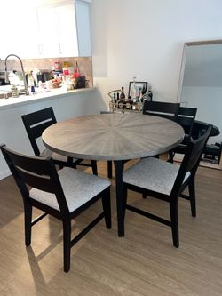 Black & grey round dining set
