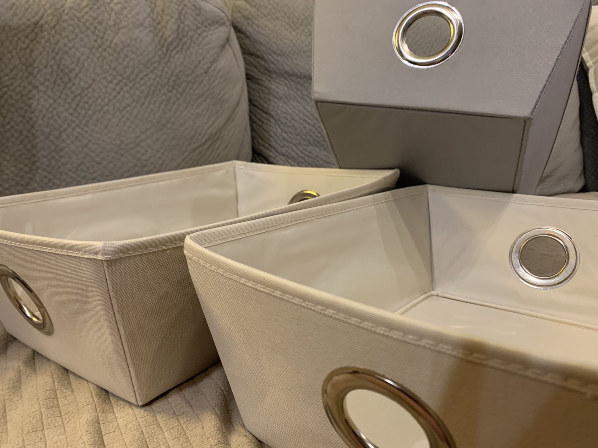 Three stackable storage bin/ containers