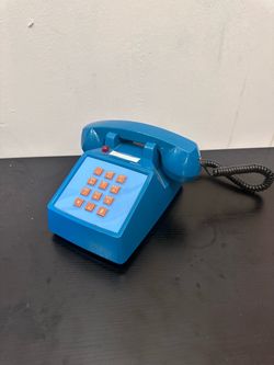 Vintage Blue Push Button Desk Telephone
