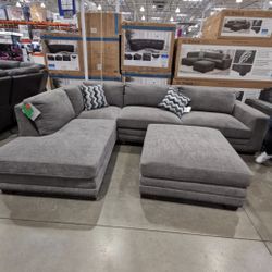 Penelope fabric sectional with ottoman discount