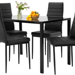 New Black Dining Glass Top Table، No Chairs, Table Only