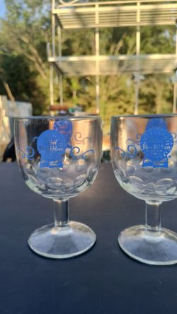 Pabst Blue Ribbon Beer Goblet Glasses Set of 2