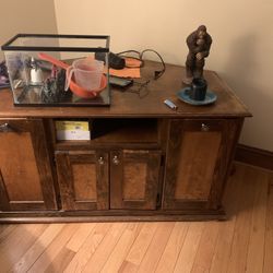 Handmade Corner Table With False Bottom Storage And Wheels 