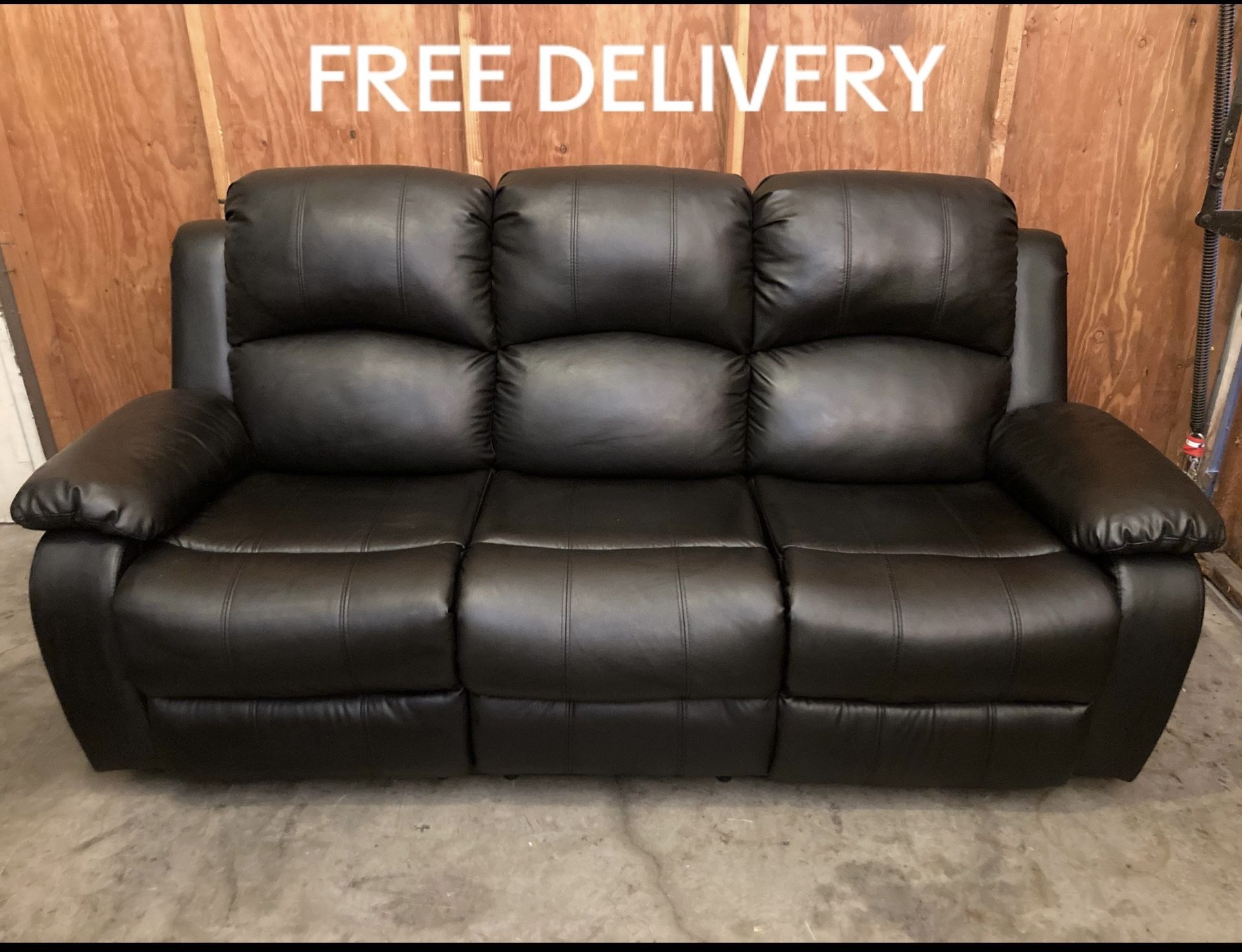 Black Leather Recliner Couch - Free Delivery 
