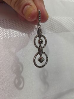 Silver Marcasite Double Circle Drop Earring