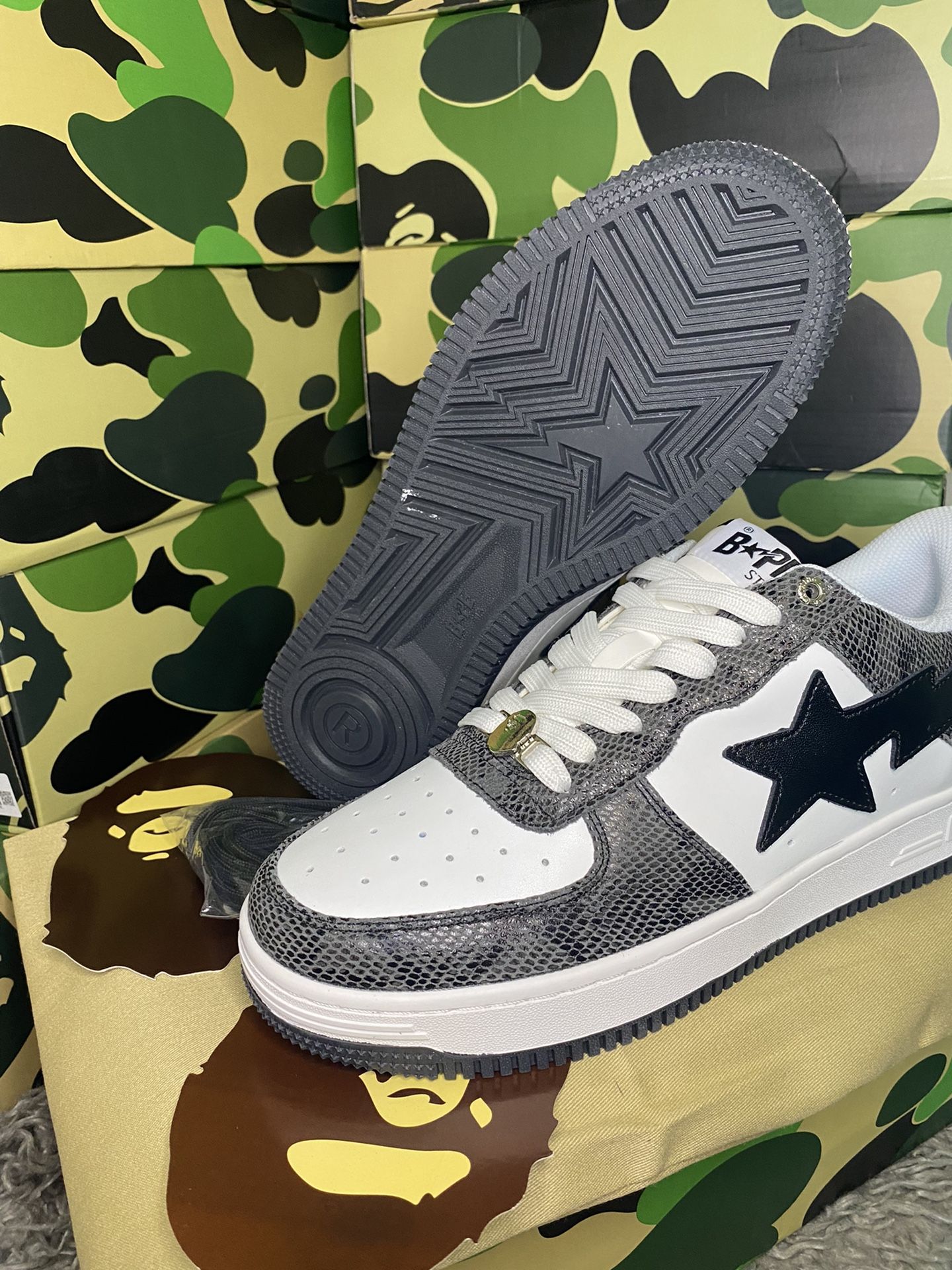 A Bathing Ape Bape Sta 'Snake Skin Black' Size 11