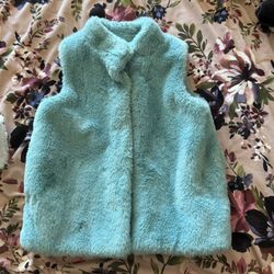 Girls Teal Faux Fur Vest Size 6x