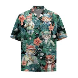 ACE Golfing Cat Hawaiian Shirt Size XL