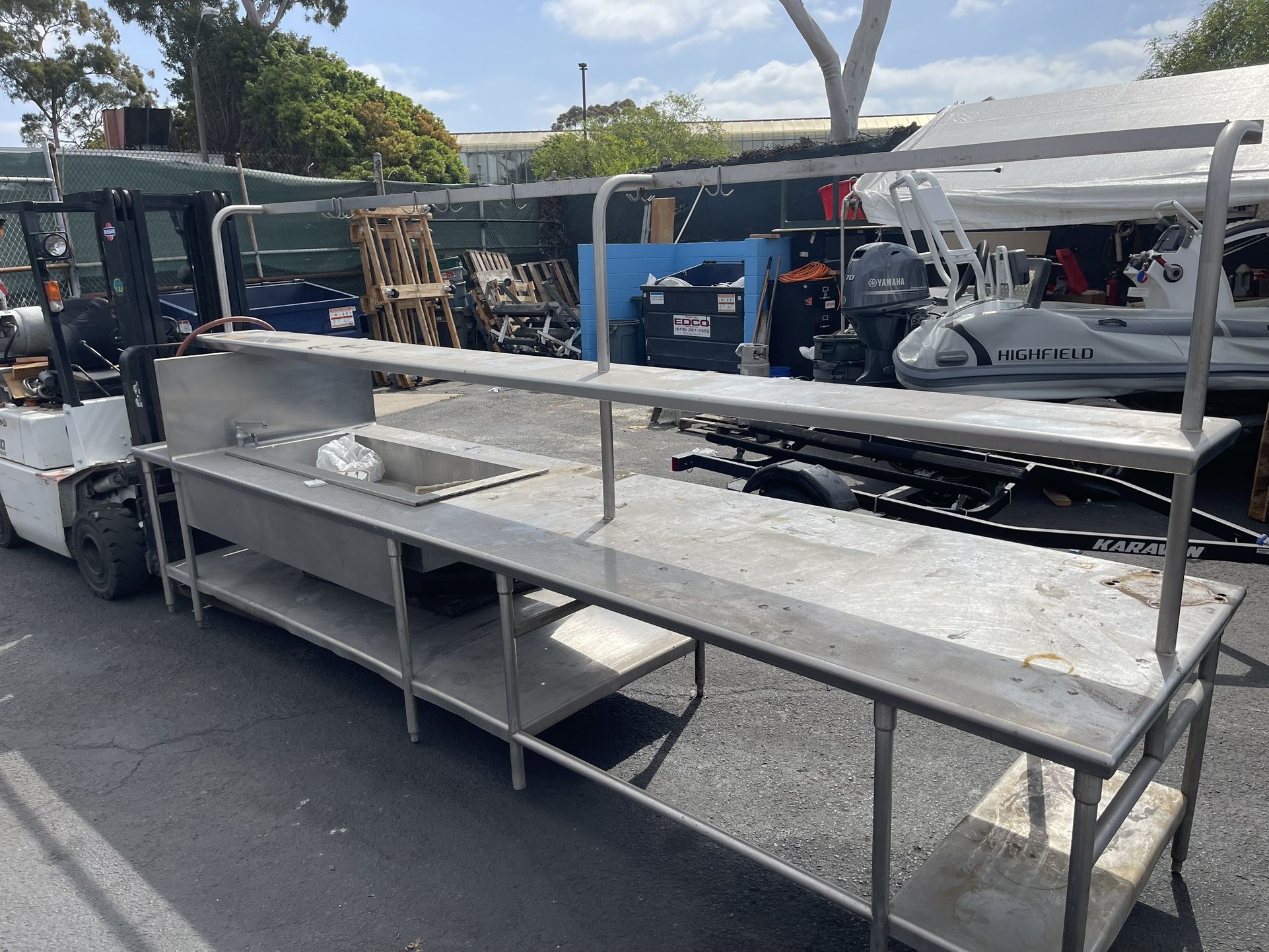 Large Stainless Table, Sink Combo