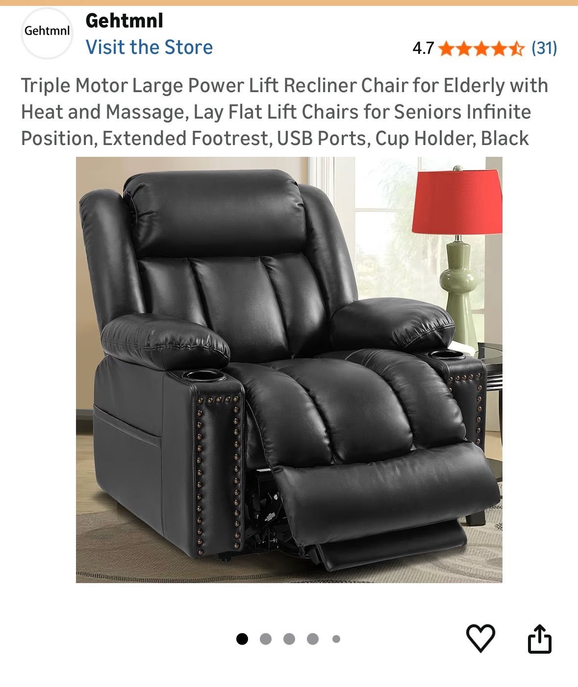 Triple Motor Large Power Lift Recliner Chair for Elderly with Heat and ...