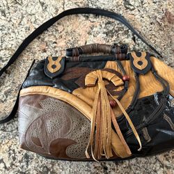 Large Multicolor Natural Leather Bag 