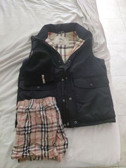 Burberry Navy Puffer Vest with Nova Check Lining